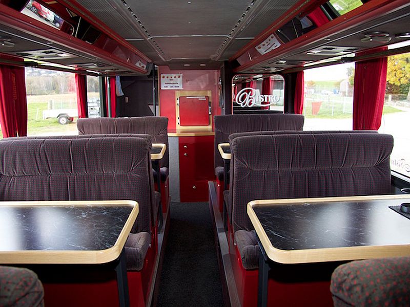 Inside our double decor bistro bus