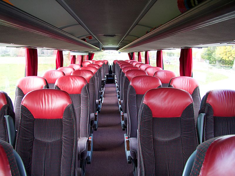 Inside our 55 seater bus